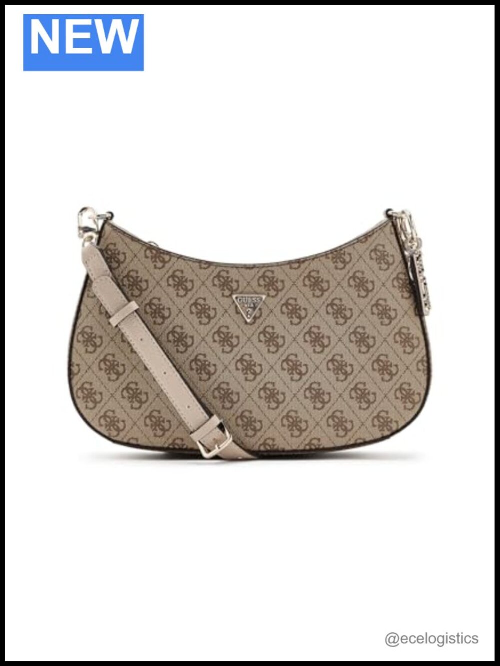 Polyurethane Hobo Shoulder Bag with Zip Pockets Gold Hardware